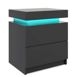 Nachttisch LED MOYA 2 Schubladen schwarz