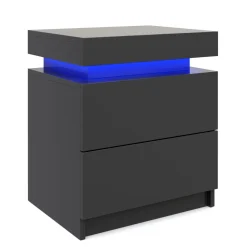 Nachttisch LED MOYA 2 Schubladen schwarz