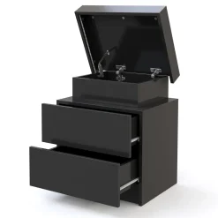 Nachttisch LED MOYA 2 Schubladen schwarz