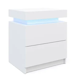 Nachttisch LED MOYA 2 Schubladen weiss