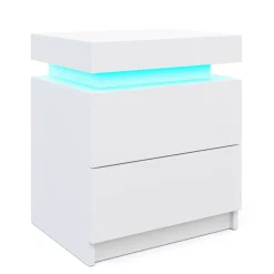 Nachttisch LED MOYA 2 Schubladen weiss