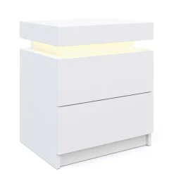 Nachttisch LED MOYA 2 Schubladen weiss