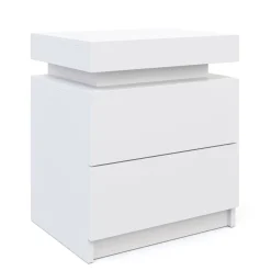 Nachttisch LED MOYA 2 Schubladen weiss