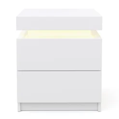 Nachttisch LED MOYA 2 Schubladen weiss