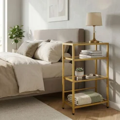 Nachttisch Metall SILVIA 40 x 62 cm 2er Set gold