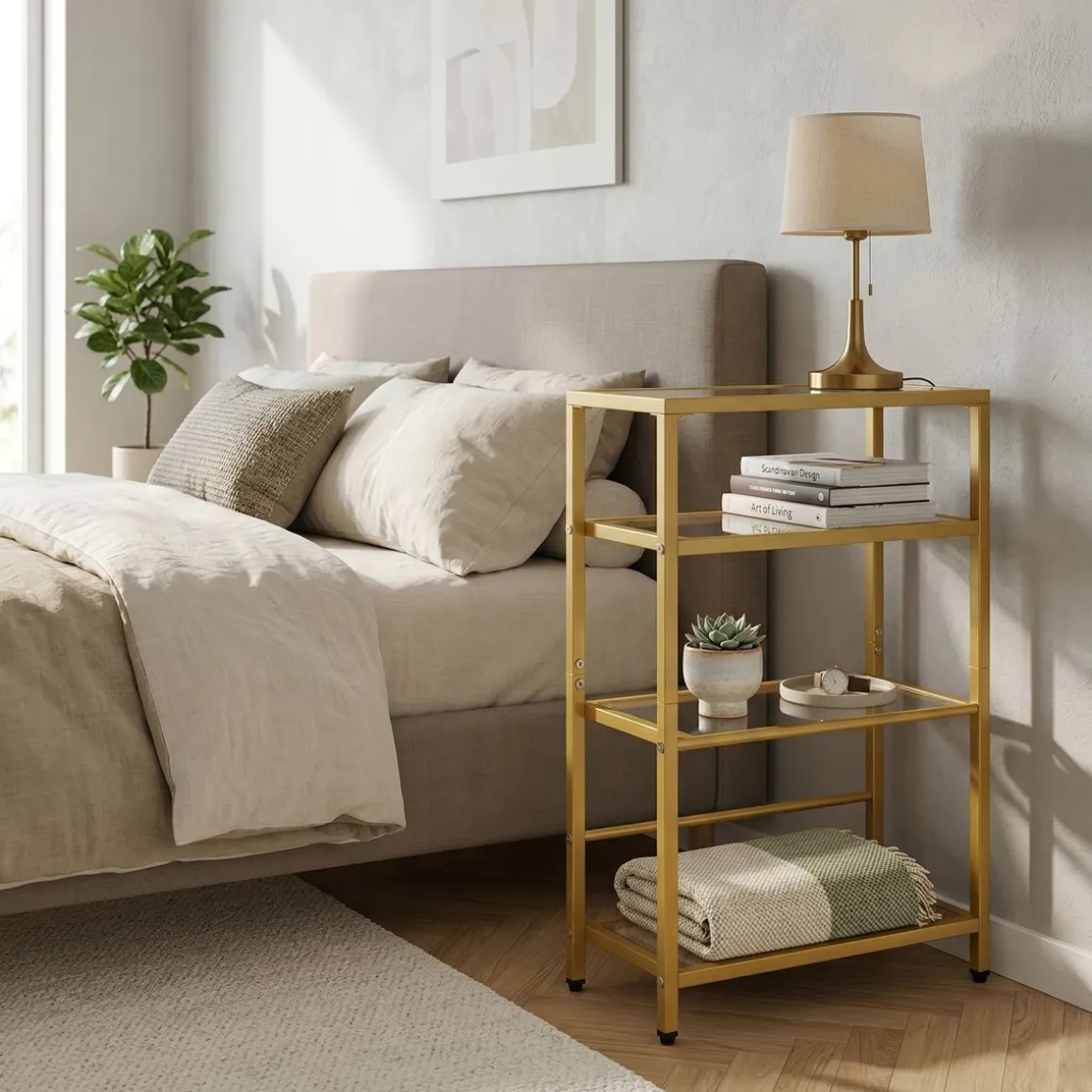 Nachttisch Metall SILVIA 40 x 62 cm 2er Set gold