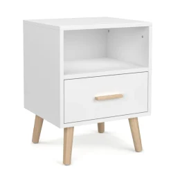 Nachttisch NORDIC 40 x 51 cm weiss/natur