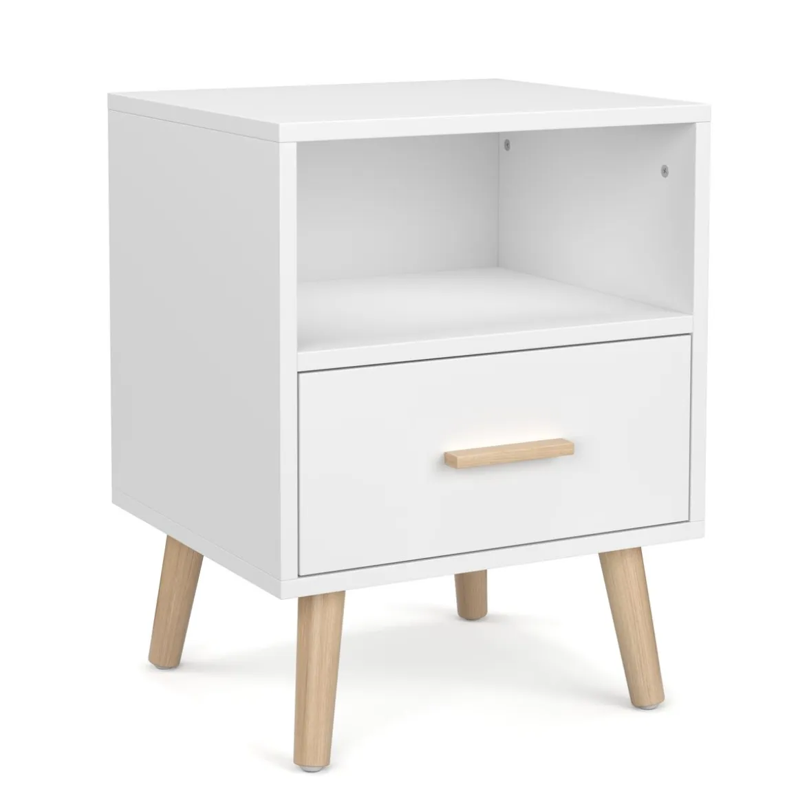 Nachttisch NORDIC 40 x 51 cm weiss/natur