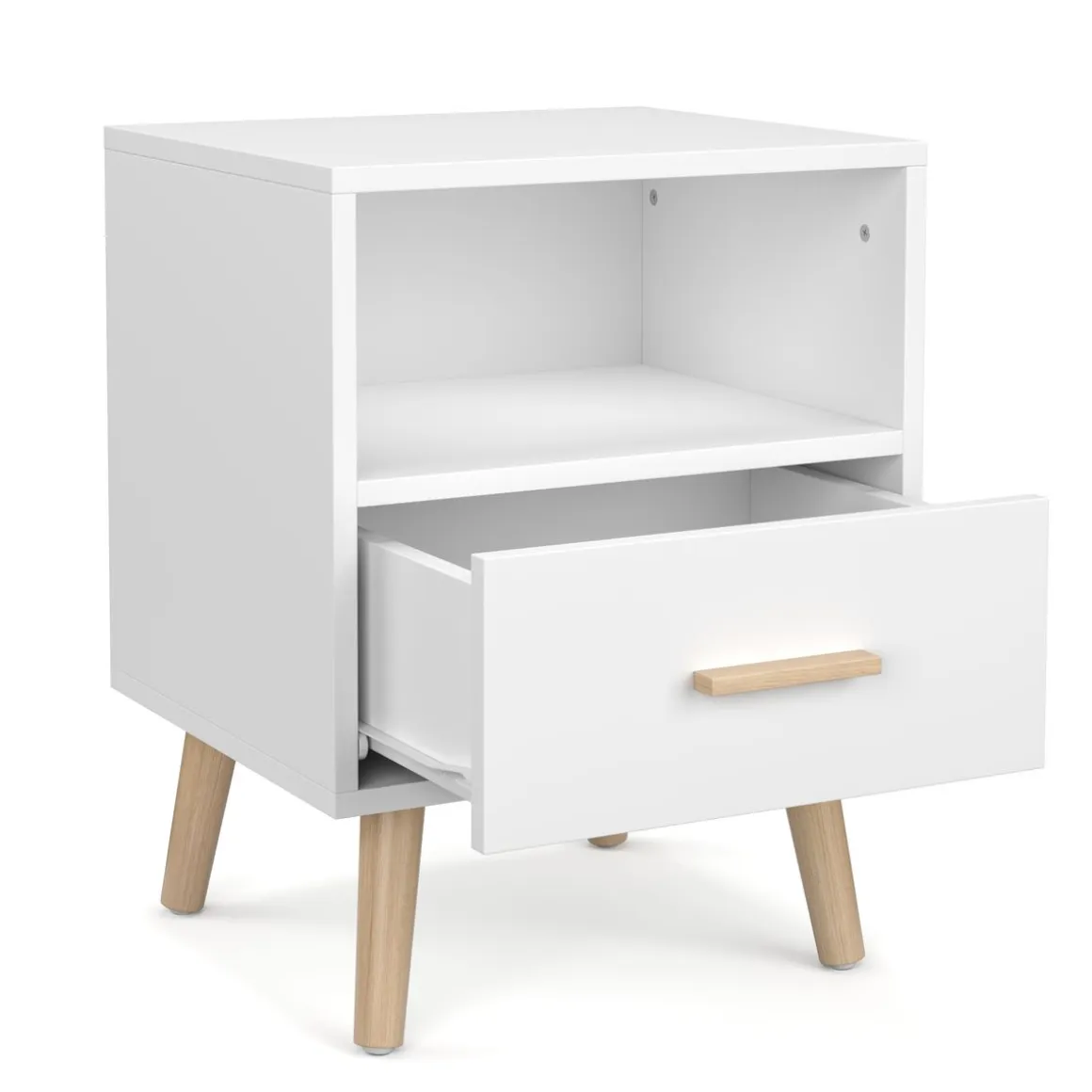 Nachttisch NORDIC 40 x 51 cm weiss/natur