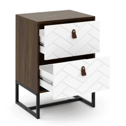 Nachttisch NORDRIFT 49 x 69 cm braun/weiss