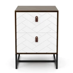 Nachttisch NORDRIFT 49 x 69 cm braun/weiss