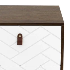 Nachttisch NORDRIFT 49 x 69 cm braun/weiss