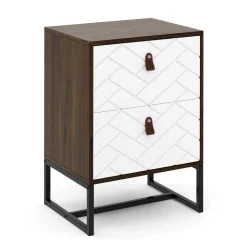 Nachttisch NORDRIFT 49 x 69 cm braun/weiss