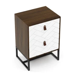 Nachttisch NORDRIFT 49 x 69 cm braun/weiss