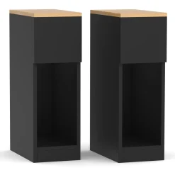 Nachttisch TIVRA mit Schublade 20 x 60 cm 2er Set schwarz/braun