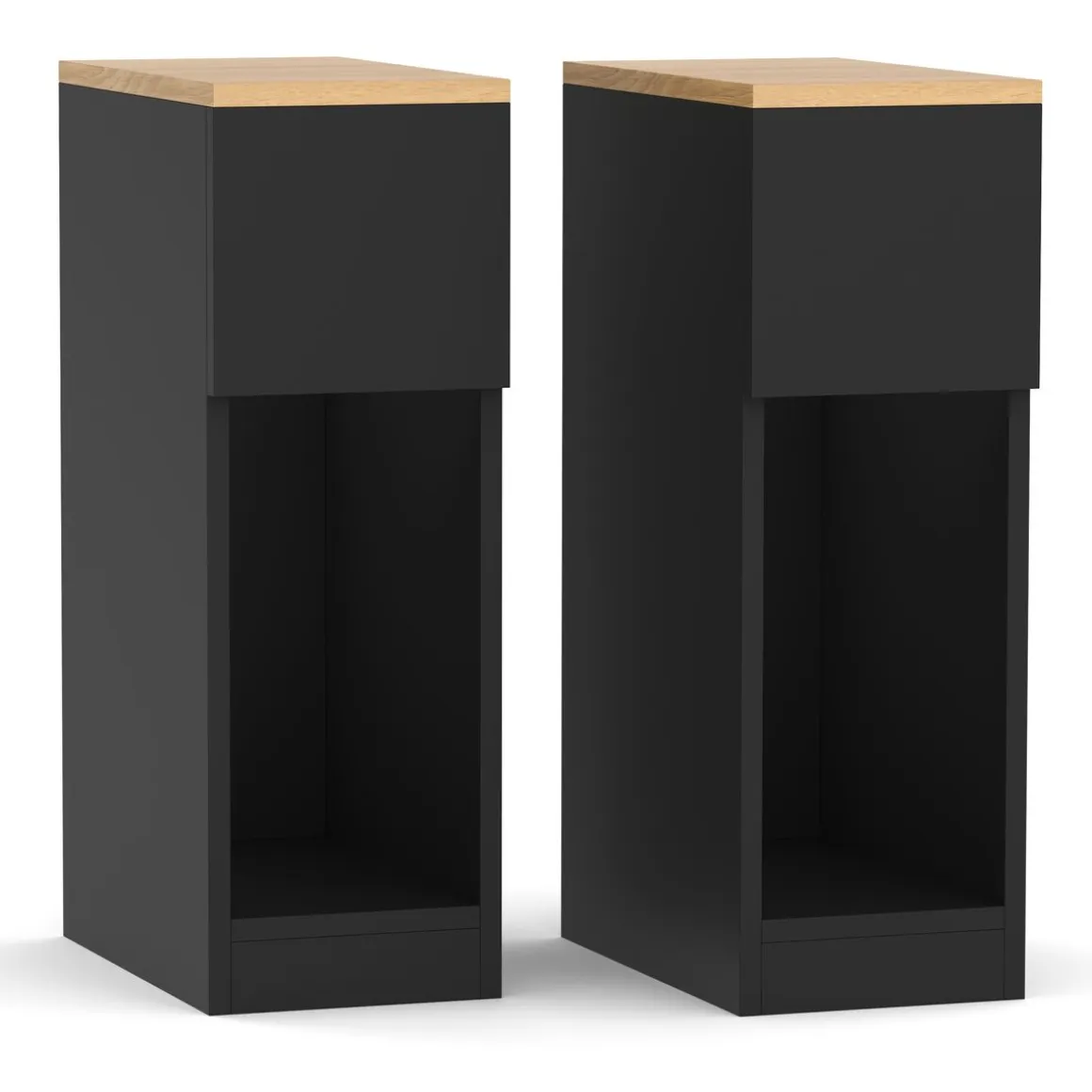 Nachttisch TIVRA mit Schublade 20 x 60 cm 2er Set schwarz/braun
