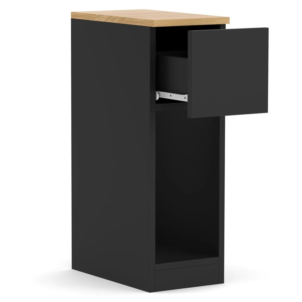 Nachttisch TIVRA mit Schublade 20 x 60 cm 2er Set schwarz/braun