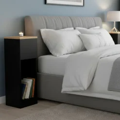 Nachttisch TIVRA mit Schublade 20 x 60 cm 2er Set schwarz/braun