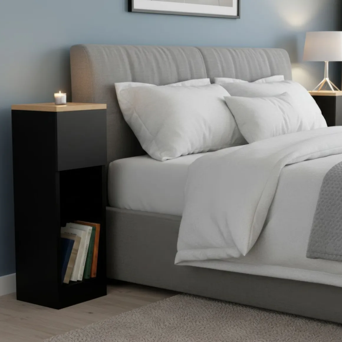 Nachttisch TIVRA mit Schublade 20 x 60 cm 2er Set schwarz/braun