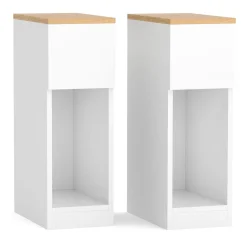 Nachttisch TIVRA mit Schublade 20 x 60 cm 2er Set weiss/braun