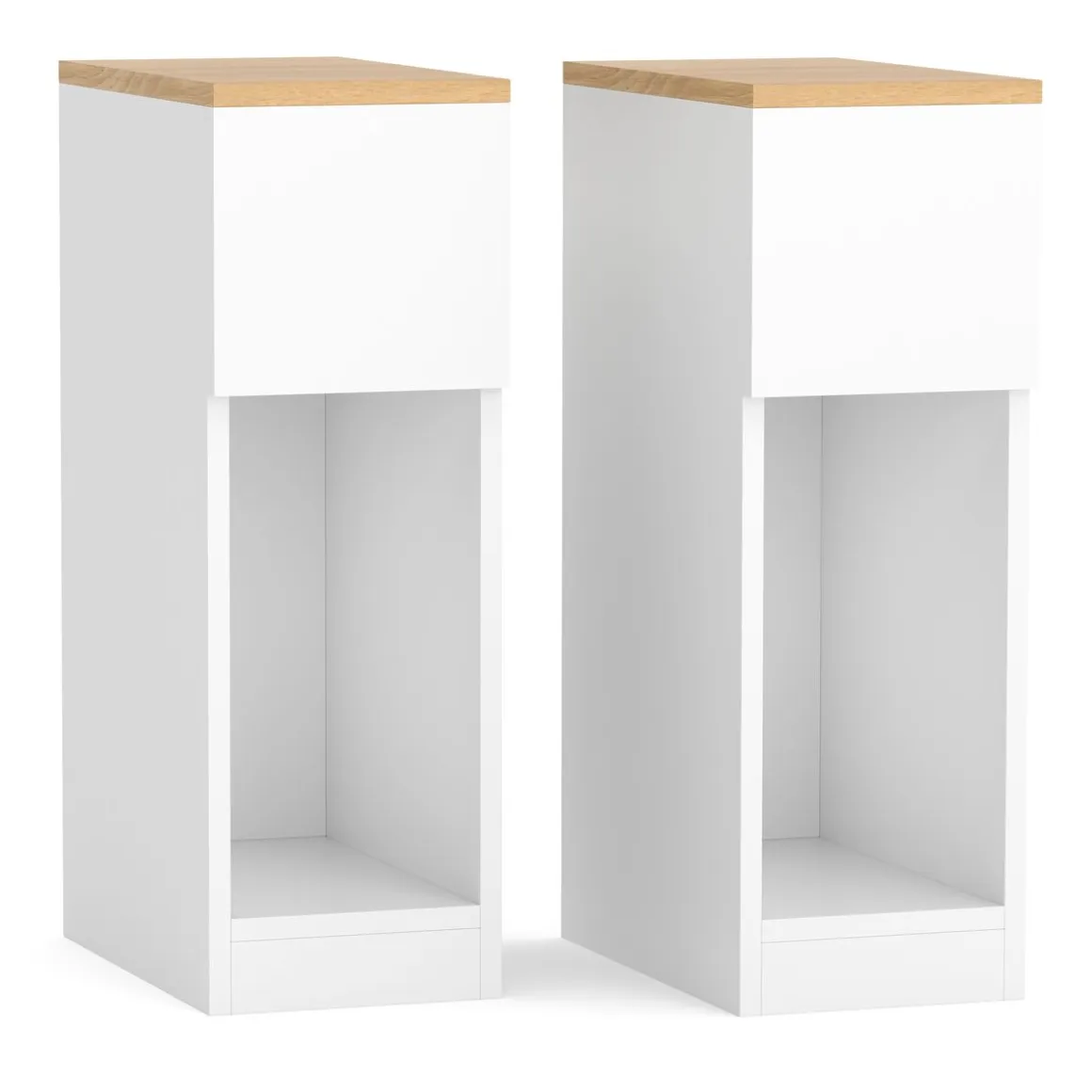Nachttisch TIVRA mit Schublade 20 x 60 cm 2er Set weiss/braun