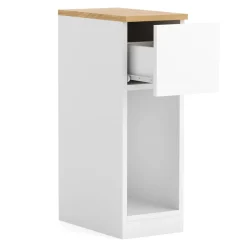 Nachttisch TIVRA mit Schublade 20 x 60 cm 2er Set weiss/braun