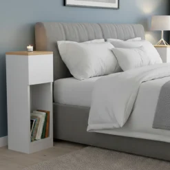 Nachttisch TIVRA mit Schublade 20 x 60 cm 2er Set weiss/braun
