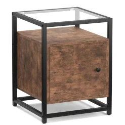 Nachttisch Vintage BONITA mit Glasplatte 40 x 60 cm