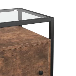 Nachttisch Vintage BONITA mit Glasplatte 40 x 60 cm