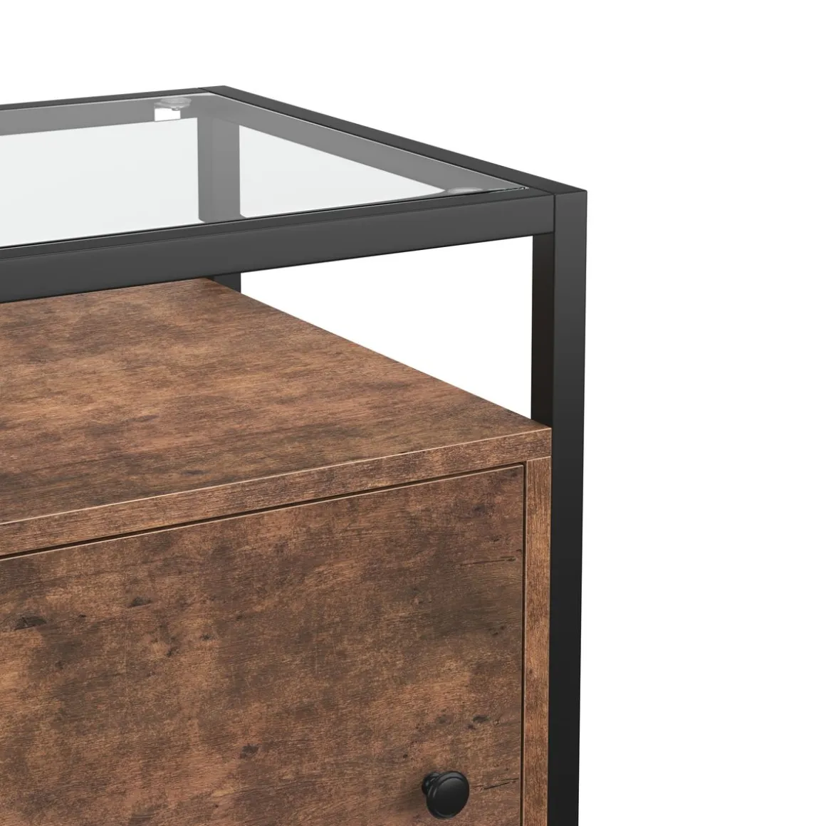 Nachttisch Vintage BONITA mit Glasplatte 40 x 60 cm