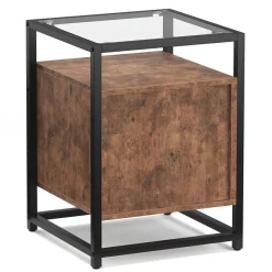 Nachttisch Vintage BONITA mit Glasplatte 40 x 60 cm