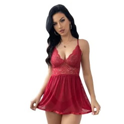 Negligé Babydoll mit Tanga Grösse M weinrot