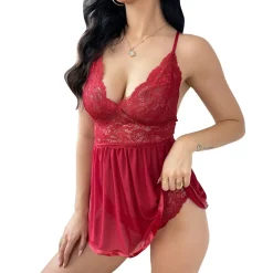 Negligé Babydoll mit Tanga Grösse L weinrot