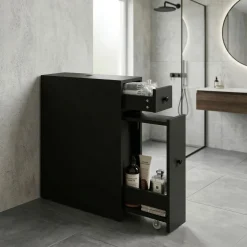 Nischenregal schmal 16 x 48 x 58 cm schwarz