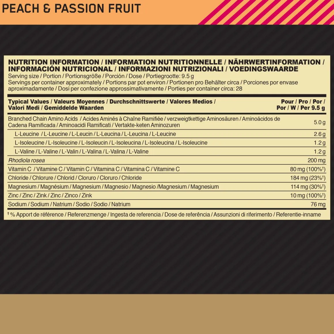 Optimum Nutrition BCAA Pulver 266 g Peach and Passion fruit