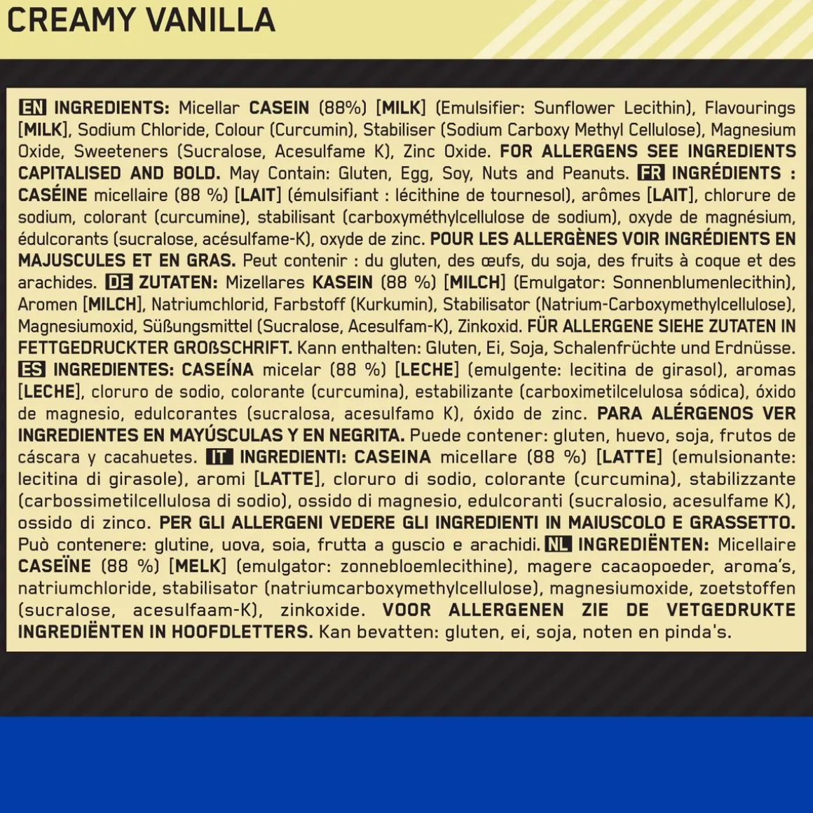 Optimum Nutrition Casein Pulver 1800g Creamy Vanilla
