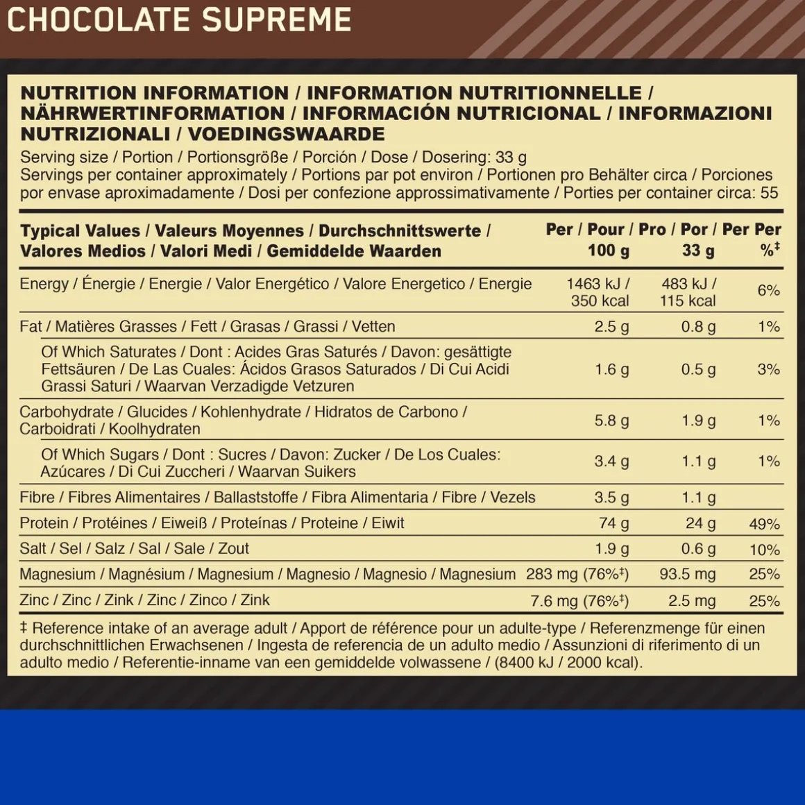 Optimum Nutrition Casein Pulver 1800 g Chocolate Supreme