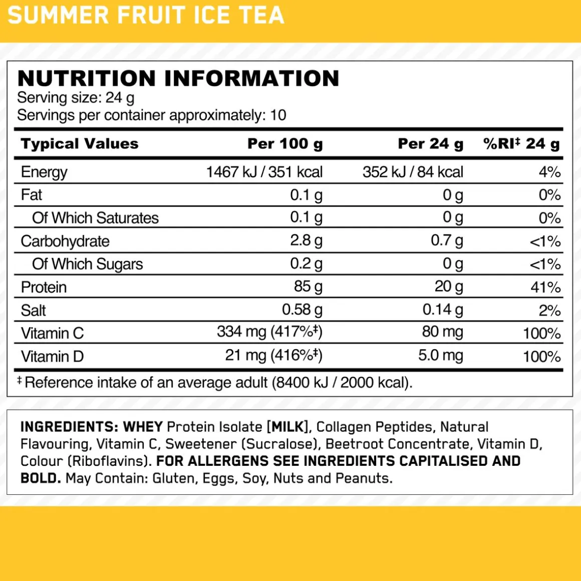 Optimum Nutrition Clear Whey Collagen 240 g Summer Ice Tea