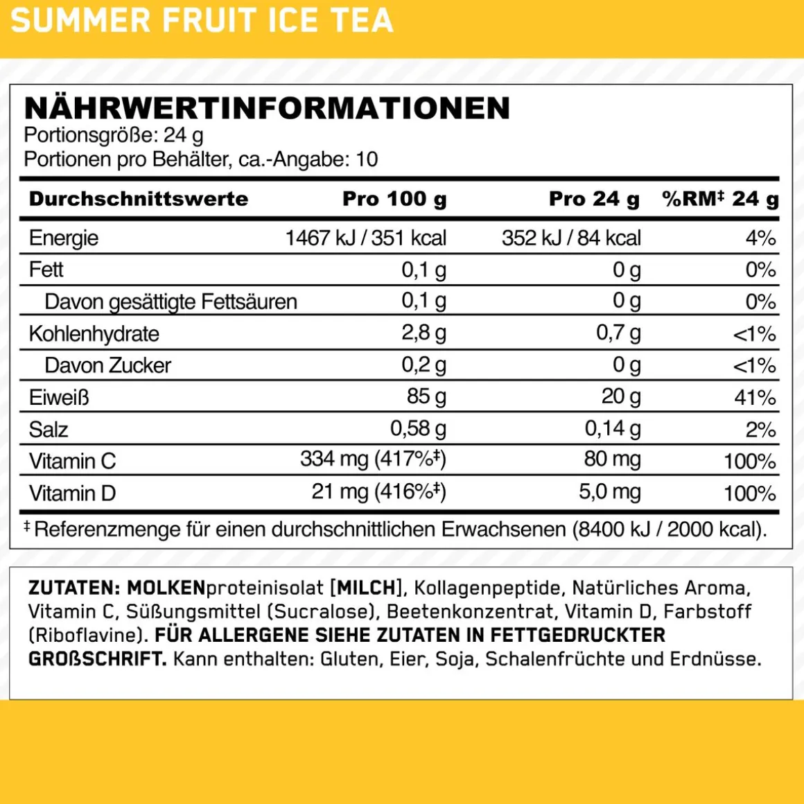 Optimum Nutrition Clear Whey Collagen 240 g Summer Ice Tea