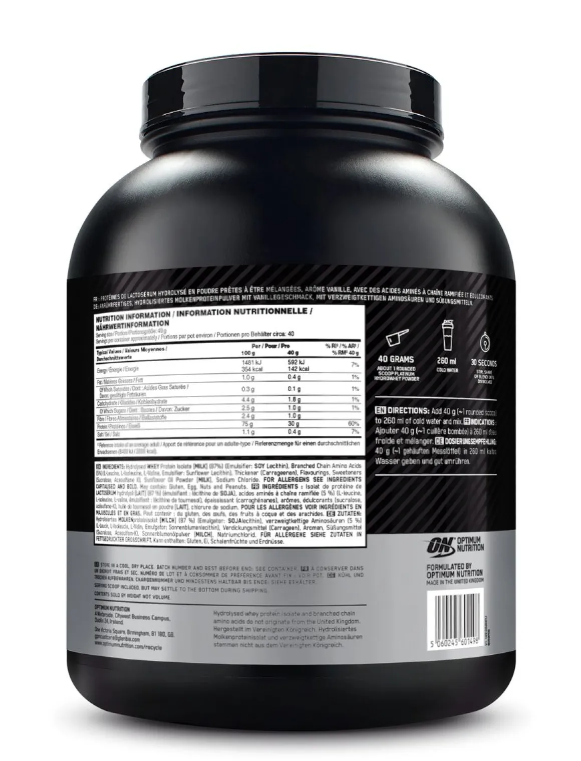 Optimum Nutrition HydroWhey Protein 1623 g Vanilla
