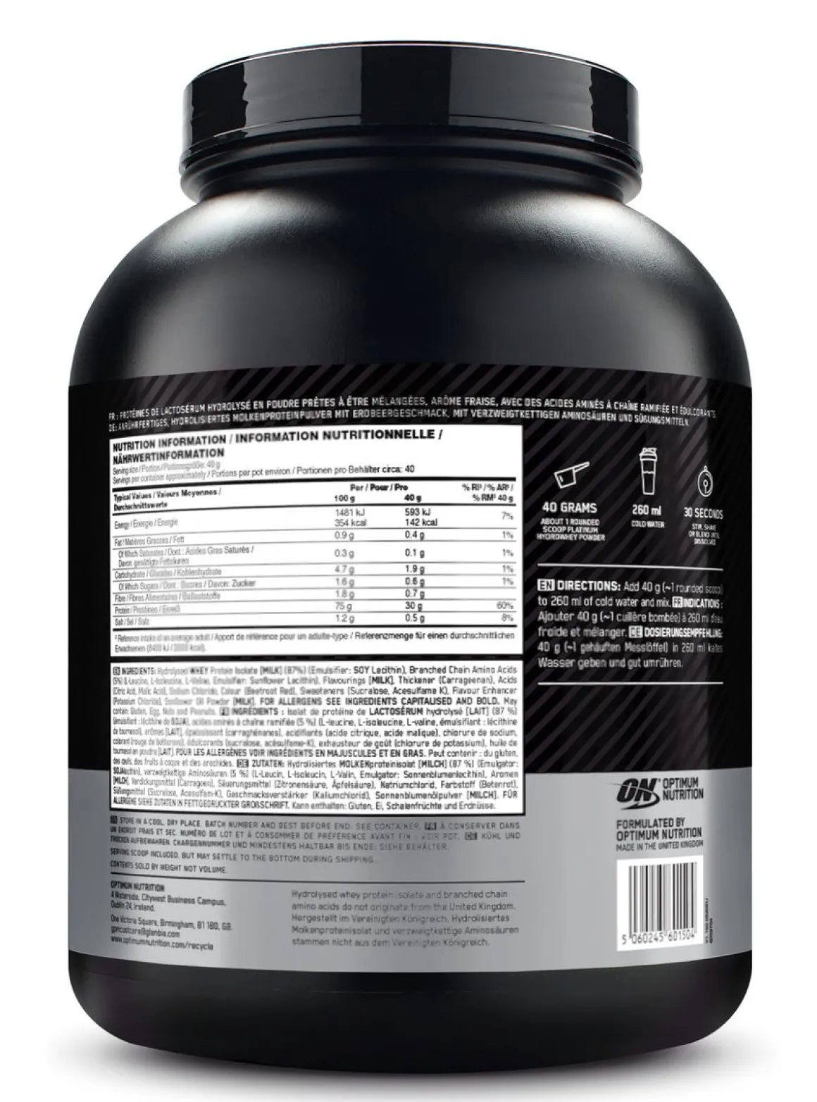 Optimum Nutrition HydroWhey Protein 1623 g Strawberry