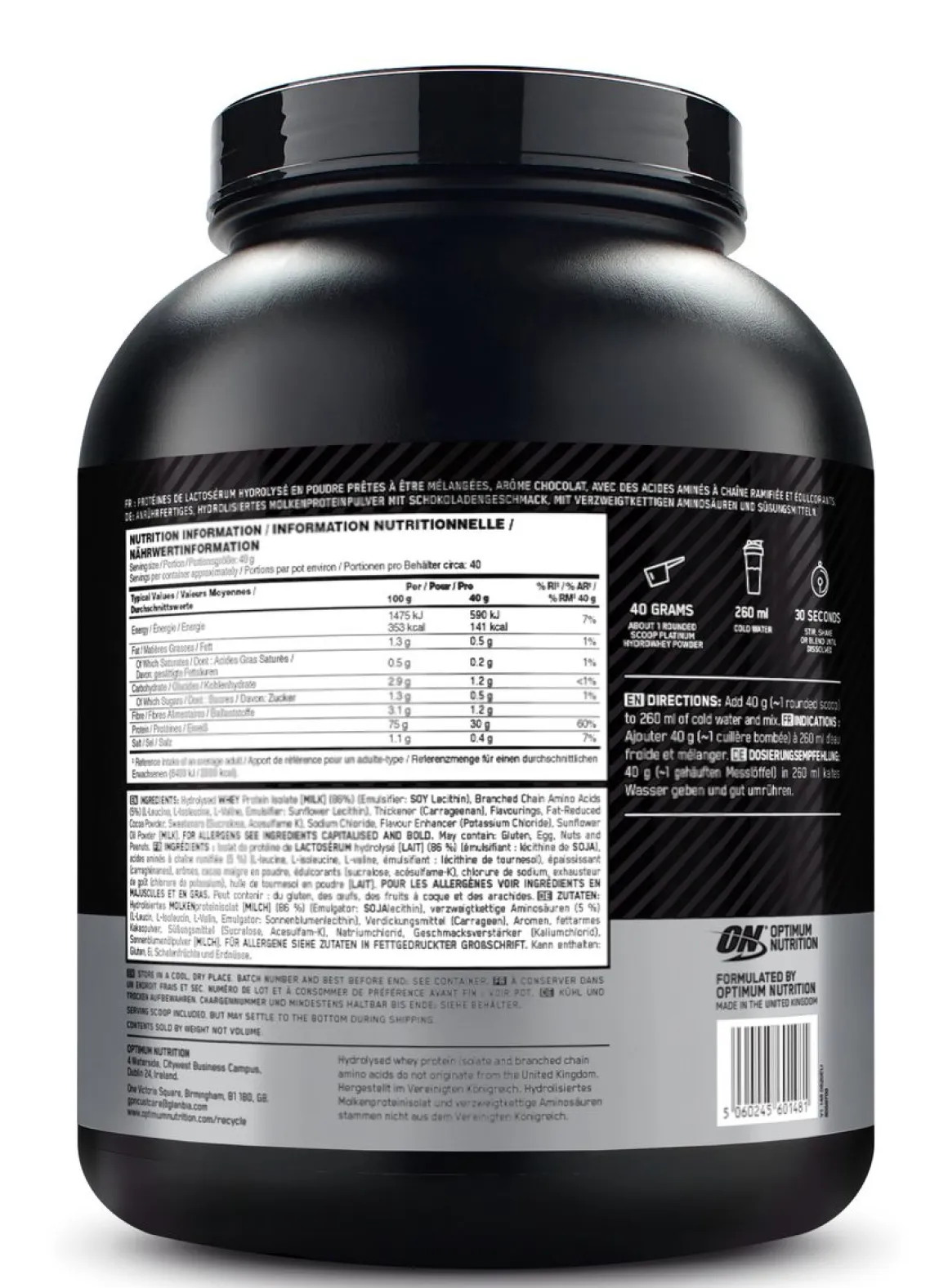 Optimum Nutrition HydroWhey Protein 1623 g Milk Chocolate