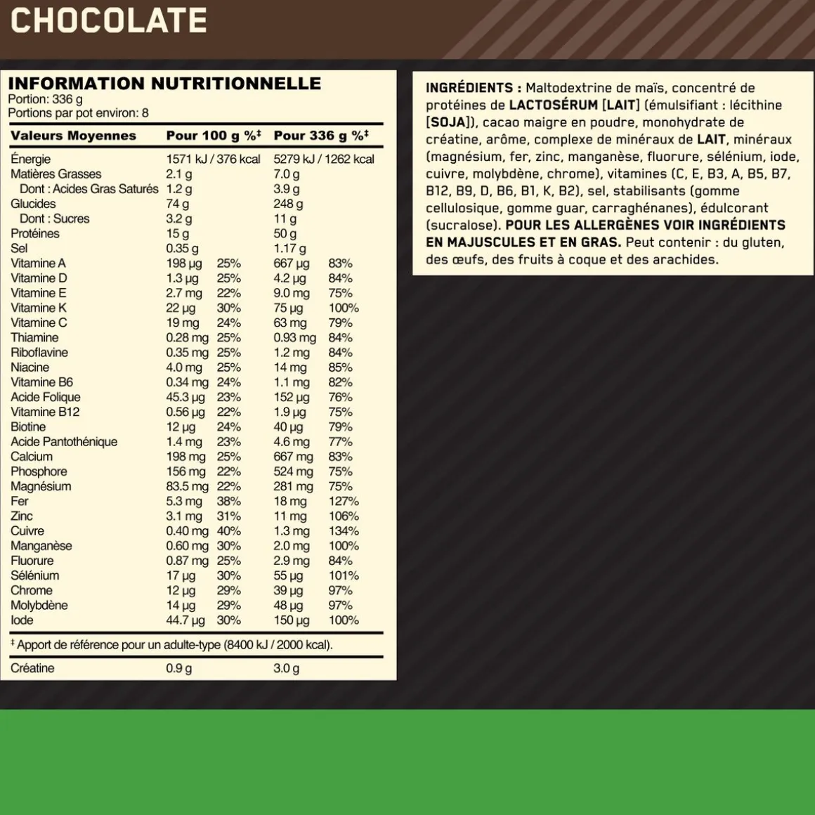 Optimum Nutrition Serious Mass 2721 g Chocolate