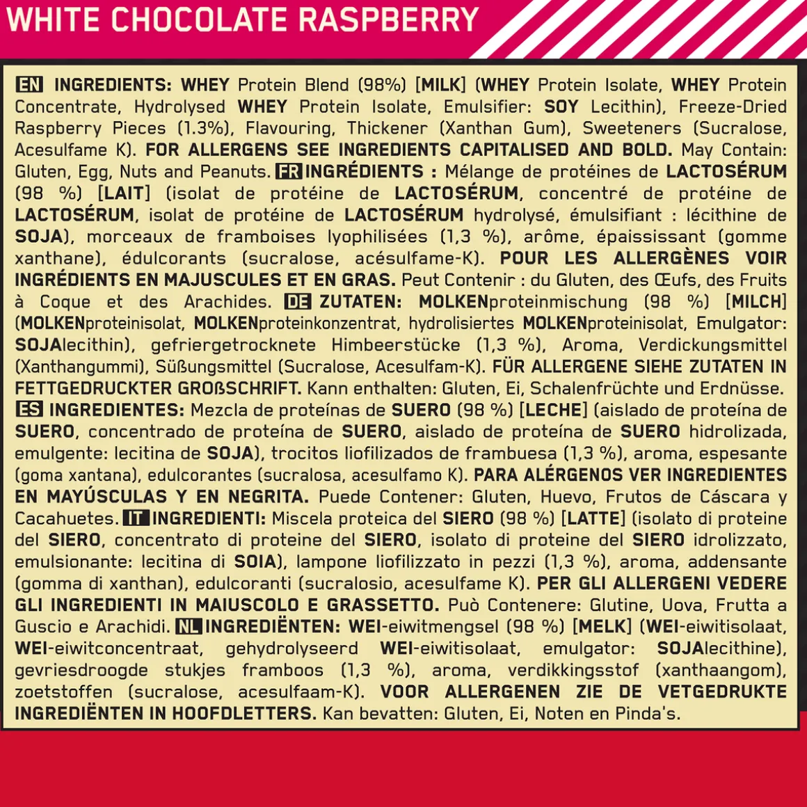 Optimum Nutrition Whey Protein Gold Standard 908 g White Chocolate Raspberry