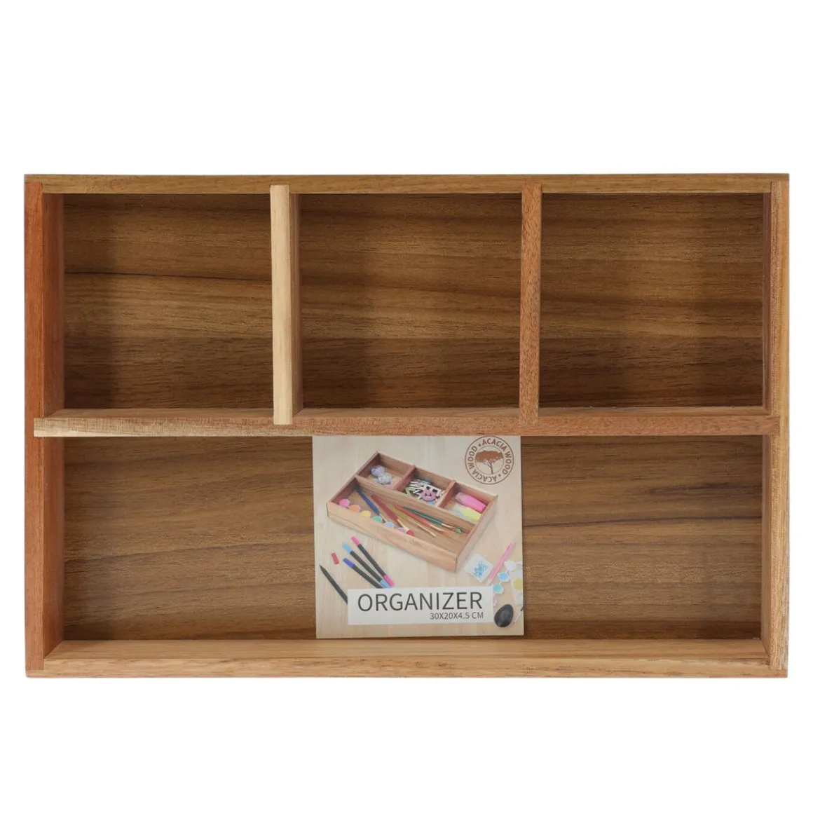 Organizer Holz 4 Fächer 30 x 20 x 5 cm natur