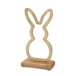 Osterdeko Osterhase Holz 23 cm natur/gold