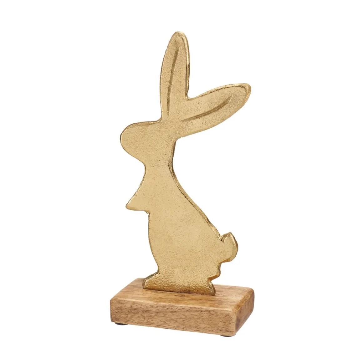 Osterdeko Osterhase Holz 23 cm natur/gold