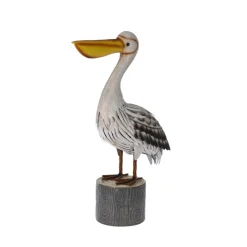 Osterdeko Pelikan Metall 49 cm grau/gelb