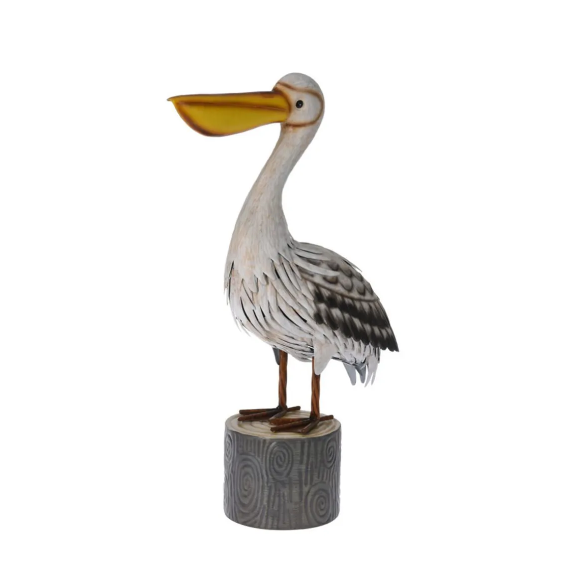 Osterdeko Pelikan Metall 49 cm grau/gelb