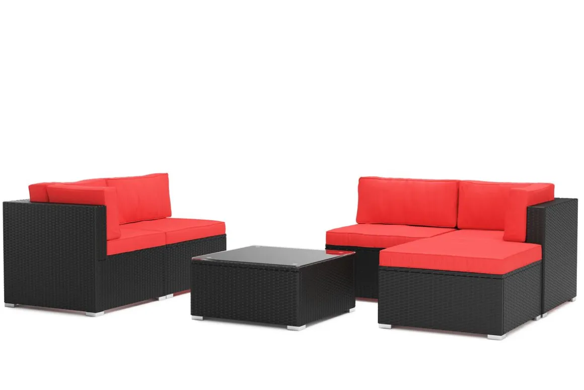 Ottomane KRETA schwarz/rot